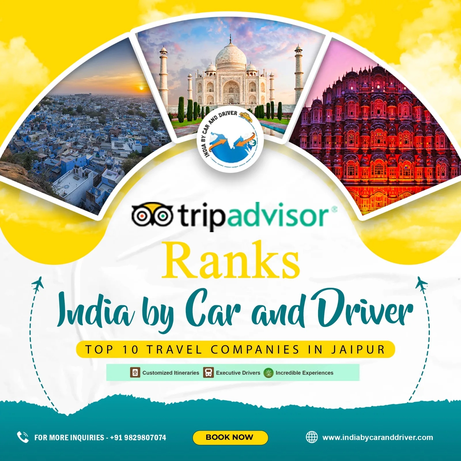 Tripadvisor Ranks India by Car & Driver in Top 10 Tours and Travels Company Jaipur India